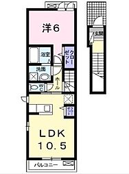 エレガントハーモニー1番館 1LDKの間取図画像