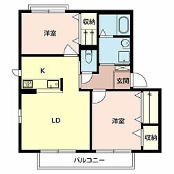 シャーメゾンキティーA 2LDKの間取図画像