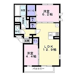 グランツ遠里小野 2LDKの間取図画像