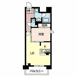 オールリバーマツバラ 1LDKの間取図画像