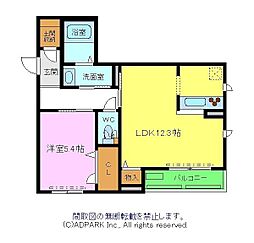 ベルフルール 1LDKの間取図画像