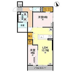堺市西区浜寺諏訪森町西2丁アパート 2LDKの間取図画像