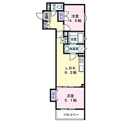 クリエオーレ南新町 2LDKの間取図画像