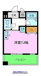 シュプレーム堺 ワンルームの間取図画像