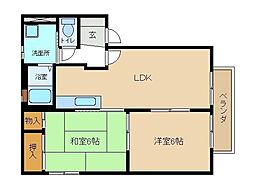 アミ緑町A 2LDKの間取図画像