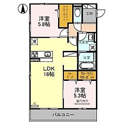 ラフォーレ 2LDKの間取図画像