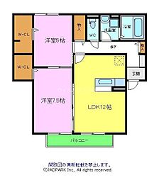 サンフラワー 2LDKの間取図画像