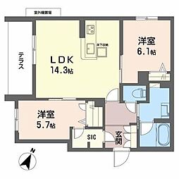 Songline 2LDKの間取図画像