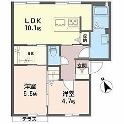 ラ・フロール浜寺 2LDKの間取図画像