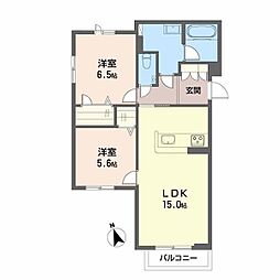 ルチード 三国ヶ丘 2LDKの間取図画像