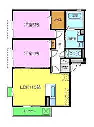 ボナール燦々 2LDKの間取図画像