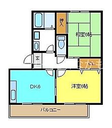 サニービレッジ 2DKの間取図画像