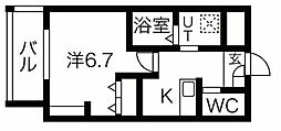 ジーイー・サンク 1Kの間取図画像