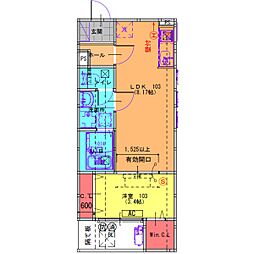 松原市高見の里3丁目アパート 1LDKの間取図画像
