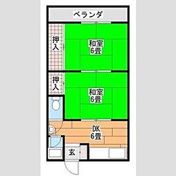 マンション源 2DKの間取図画像