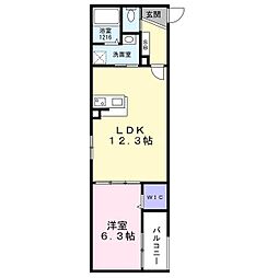 アルカ堺東 1LDKの間取図画像