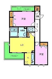 メゾンドショコラA棟 1SLDKの間取図画像