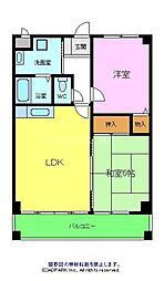 サンライズ三国ヶ丘 2LDKの間取図画像