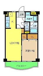 プレミール花水木 3階1LDKの間取り