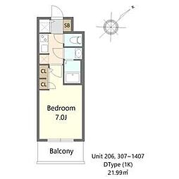 S-RESIDENCE堺altklas 1Kの間取図画像