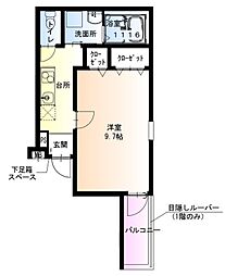 フジパレス西湊1番館 3階1Kの間取り