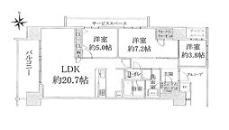 なかもずオールズ・ディアコート 13階3LDKの間取り