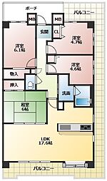 東急ドエル・アルス堺フェニックス 7階4LDKの間取り