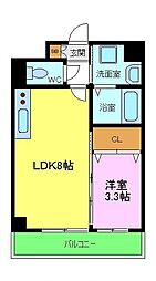 スプランディッド堺東 9階1LDKの間取り