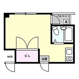 シティー堺 2階ワンルームの間取り