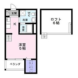 Ｌａ　Ｌｕｃｅ 2階1Kの間取り