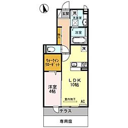 コンフォール浅香 1階1LDKの間取り