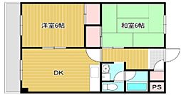 チボリビル 5階2DKの間取り