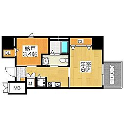 ディアコート宿屋町 1階2Kの間取り