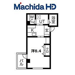 エヌエムキャラントアン 3階1Kの間取り