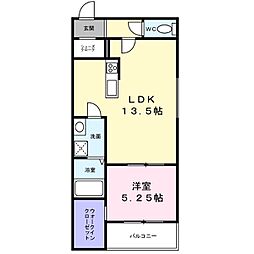 アネッサ堺東 3階1LDKの間取り