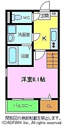 プランドールｌｅｉ 2階1Kの間取り