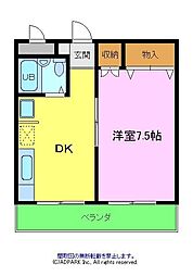 Belong中百舌鳥 1階1DKの間取り