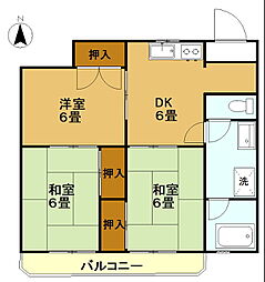 ガーデンコーポ尾ノ上 1階3DKの間取り