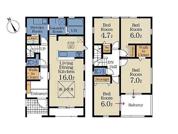 【間取り図】（2号棟）4LDK、土地面積121.15m2、建物面積110.95m2