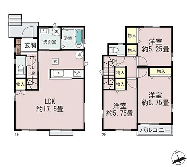 【間取り図】(B号棟)3LDK、価格3290万円、土地面積86.90m2、建物面積83.63m2