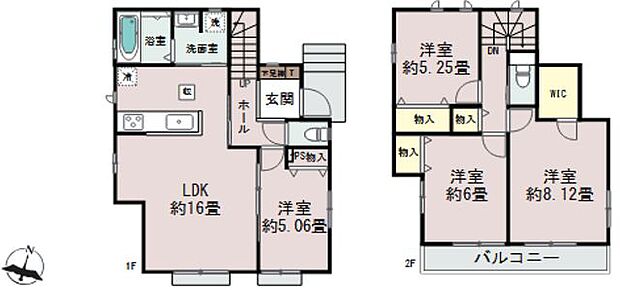 【間取り図】（A号棟）4LDK、価格4890万円、土地面積114.50m2、建物面積96.05m2