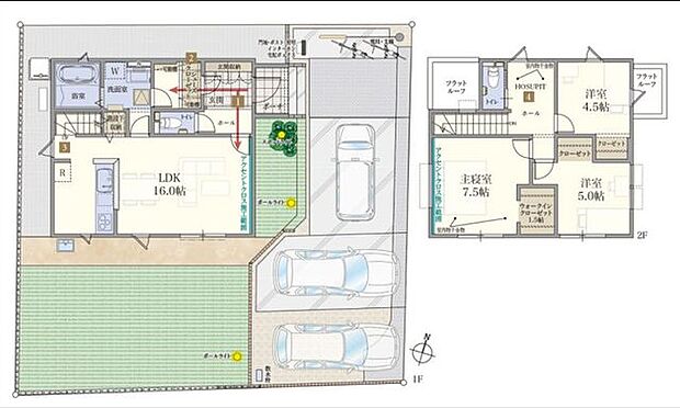 【間取り図】(6号棟)3LDK、土地面積187.53m2、建物面積89.43m2