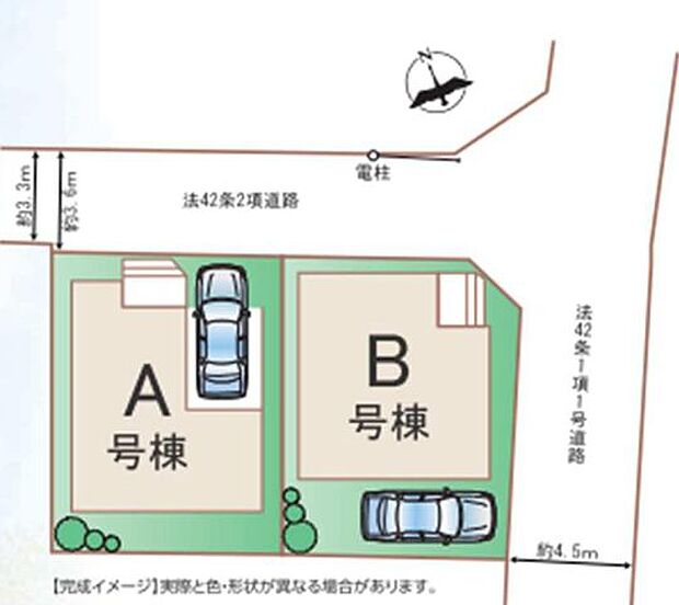 【区画図】前面道路は公道で駐車場が1台完備されています♪