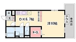 メイプルコート佐土 1階1DKの間取り