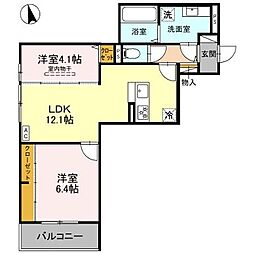 三木市大塚1丁目アパート 2LDKの間取図画像