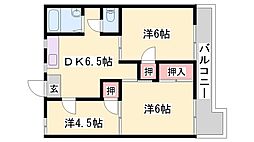 グリーンハイツはりまB 1階3DKの間取り