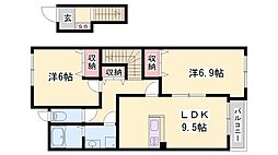 プログレスI 2階2LDKの間取り