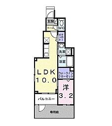 アンサードリーム加古川 1LDKの間取図画像
