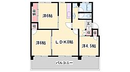 兵庫教育大学職員宿舎2号棟 3LDKの間取図画像