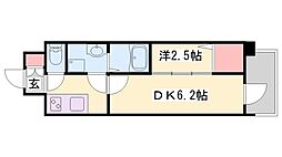 アルティザ姫路 1DKの間取図画像